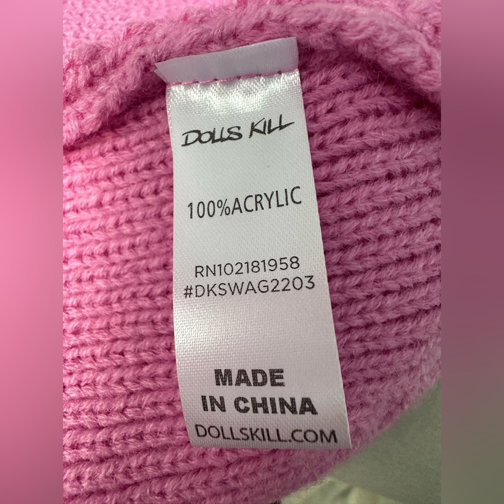 Dolls Kill Pink Baklava Balaclava Horn or Ponytail top holes 5hole ski mask - Picture 6 of 6